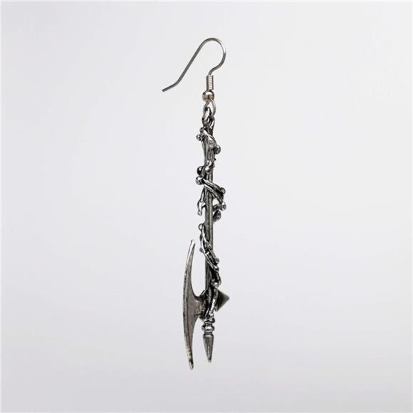 Gothic Vine Wrapped Executioner's Axe Earrings Medieval Renaissance Dangle Metal - Picture 4 of 7